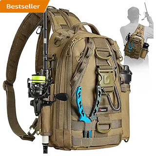 Piscifun Fishing Tackle Backpack with Rod &amp; Gear Holder