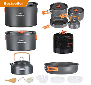 Overmont 16pc Camping Cookware Mess Kit