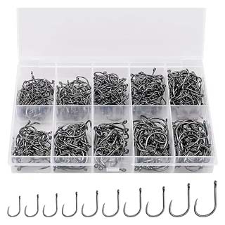 500PCS/100PCS ReeMoo Premium Fishing Hooks, 10 Sizes